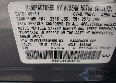 2018 Infiniti Q50 3.0T Luxe z USA, uszkodzony, nr VIN JN1EV7AP8JM355183